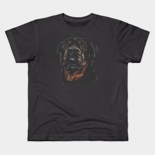 Rottweiler Head Artistic Pet Portrait Cut Out Kids T-Shirt